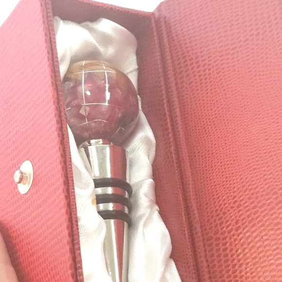 Wine Stopper Cork Around The World Glass Marble w/Case By Alexander Xalifano - Picture 3 of 9